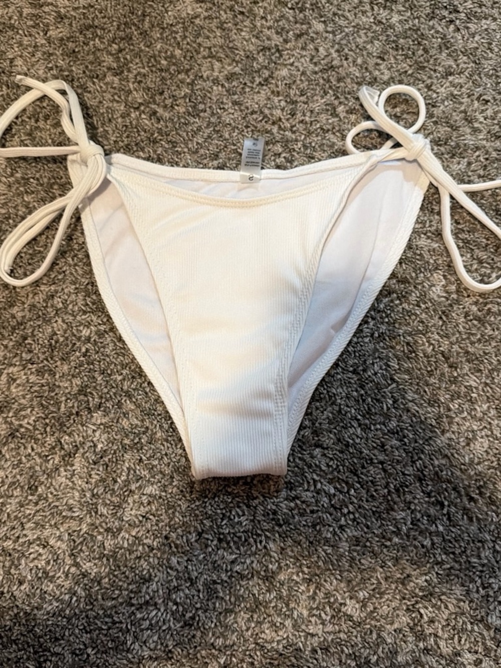 Amazon Essentials White Ribbed Tie-Side Bikini Bottom